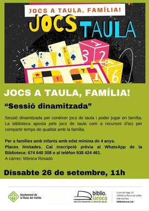 Joca a taula, fam&iacute;lia! (Sessi&oacute; dinamitzada)