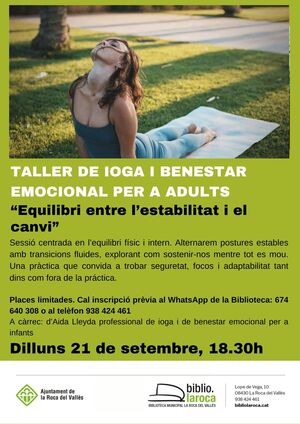 Taller de Ioga i benestar emocional per a adults: "Equilibri entre l'estabilitat i el canvi"