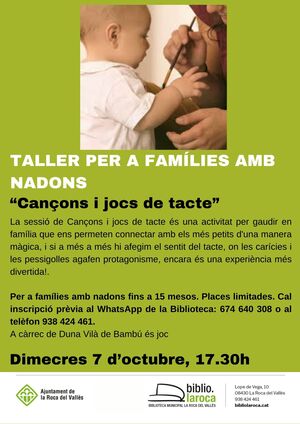 Taller per a famílies amb nadons a la biblioteca: �??Cançons i jocs de tacte�?�