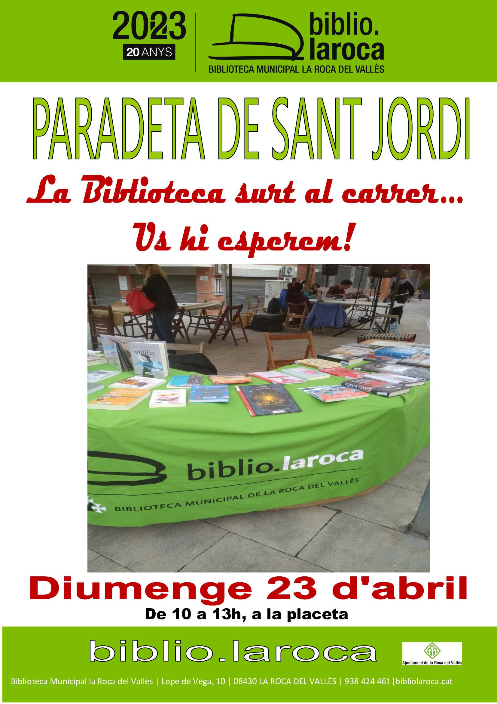 Paradeta de la biblioteca per Sant Jordi