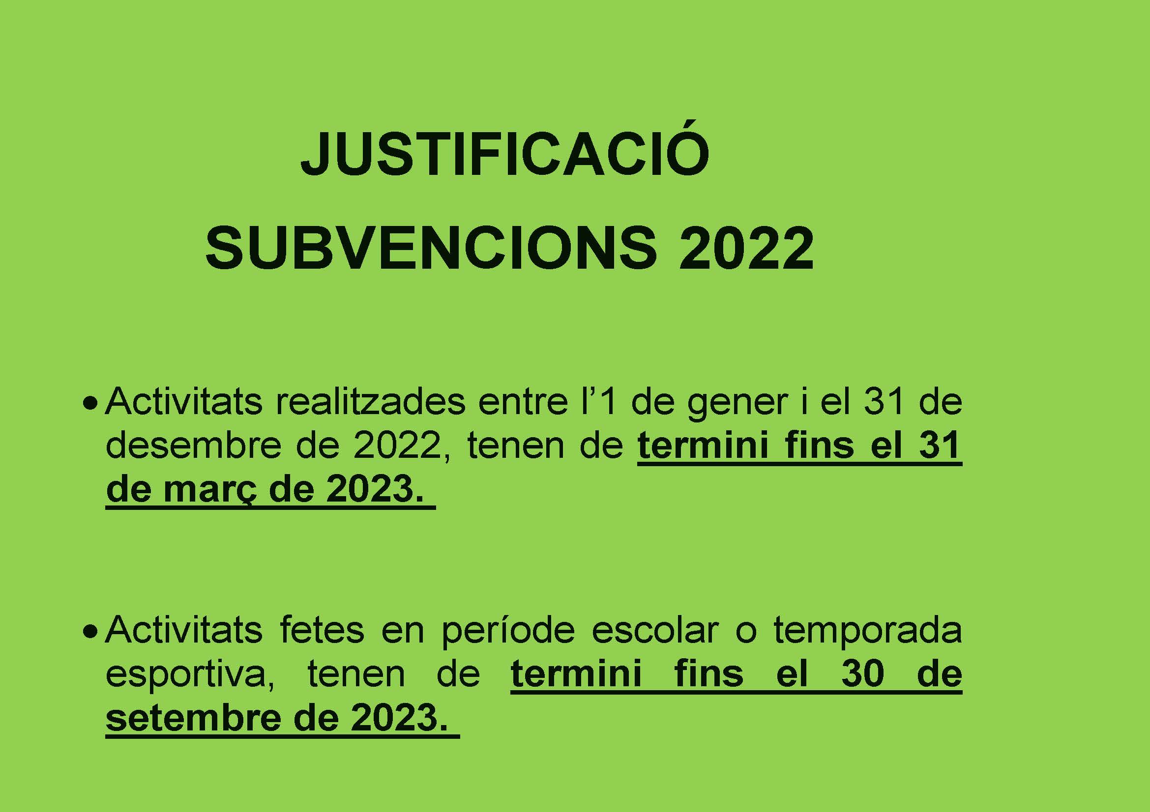 Justificació subvencions atorgades al teixit associatiu execici 2022