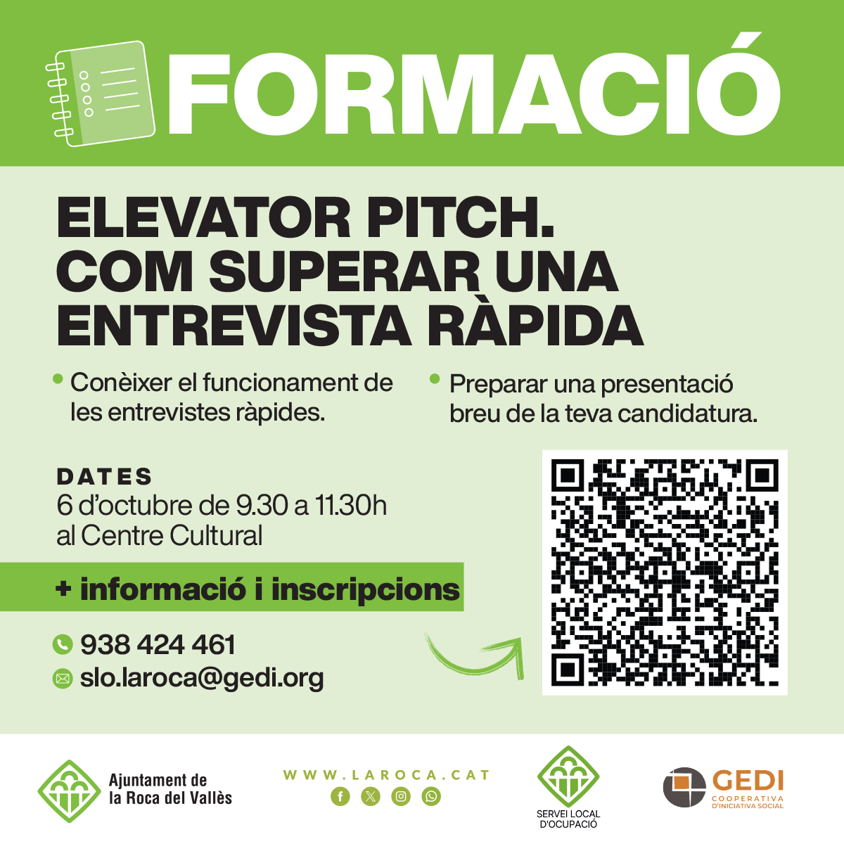 FORMACI&Oacute;: Elevator pitch. Com superar una entrevista r&agrave;pida