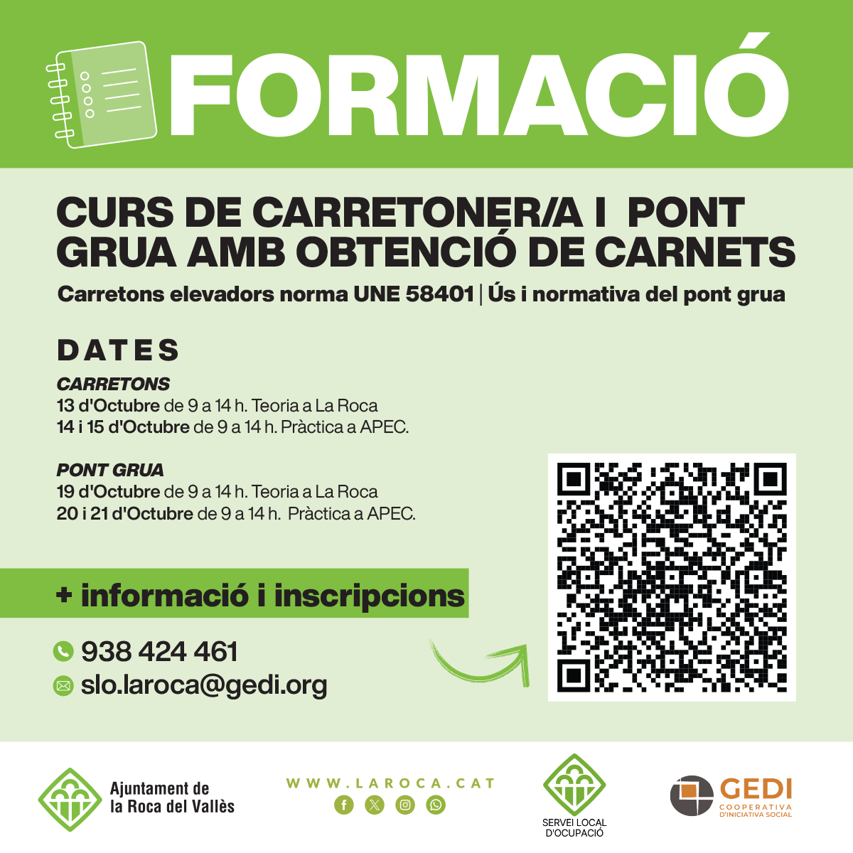 Curs de carretoner/a i pont grua amb obtenció de carnets