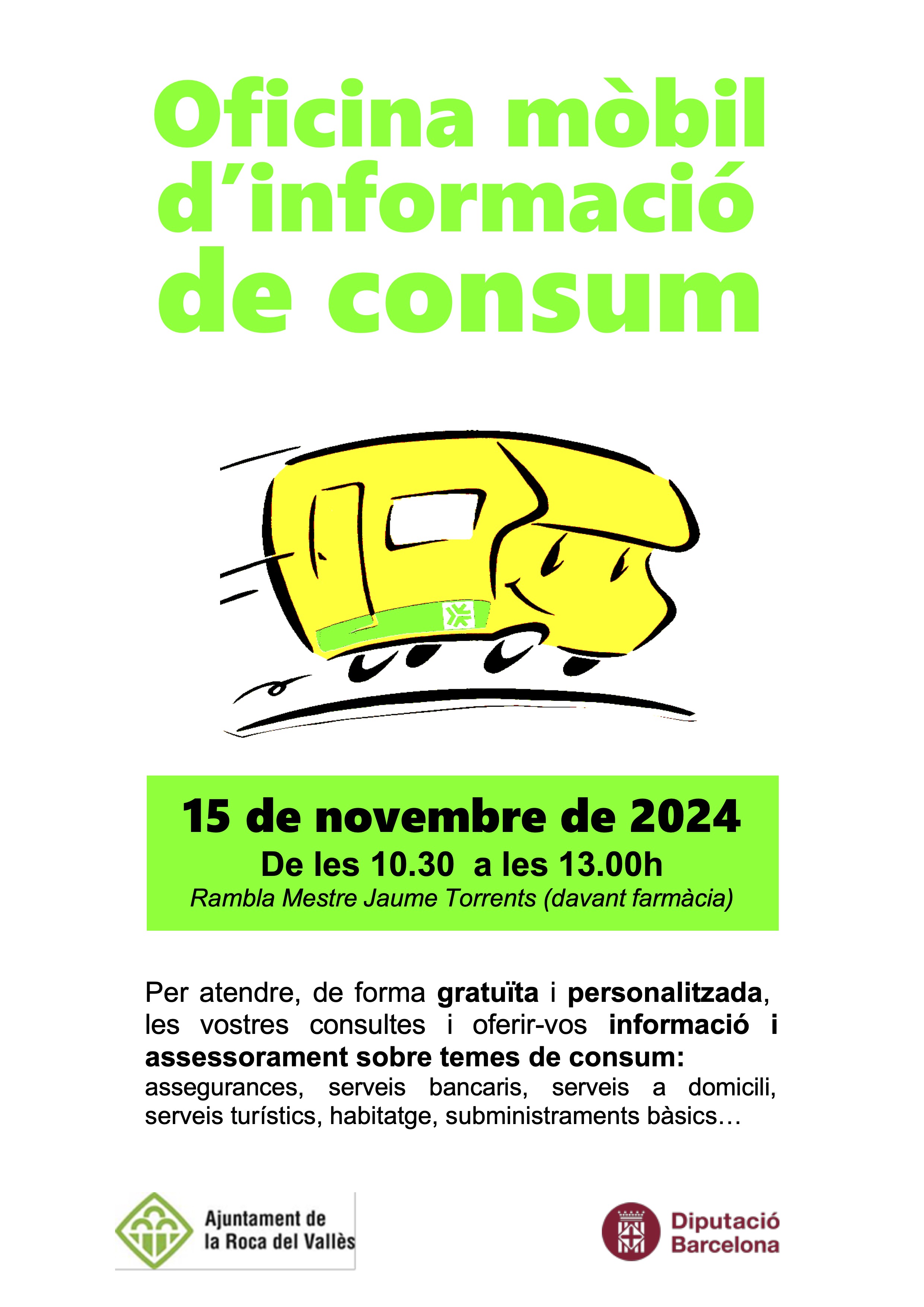 L'Oficina Mòbil d'Informació al Consumidor atendrà el 15 de novembre