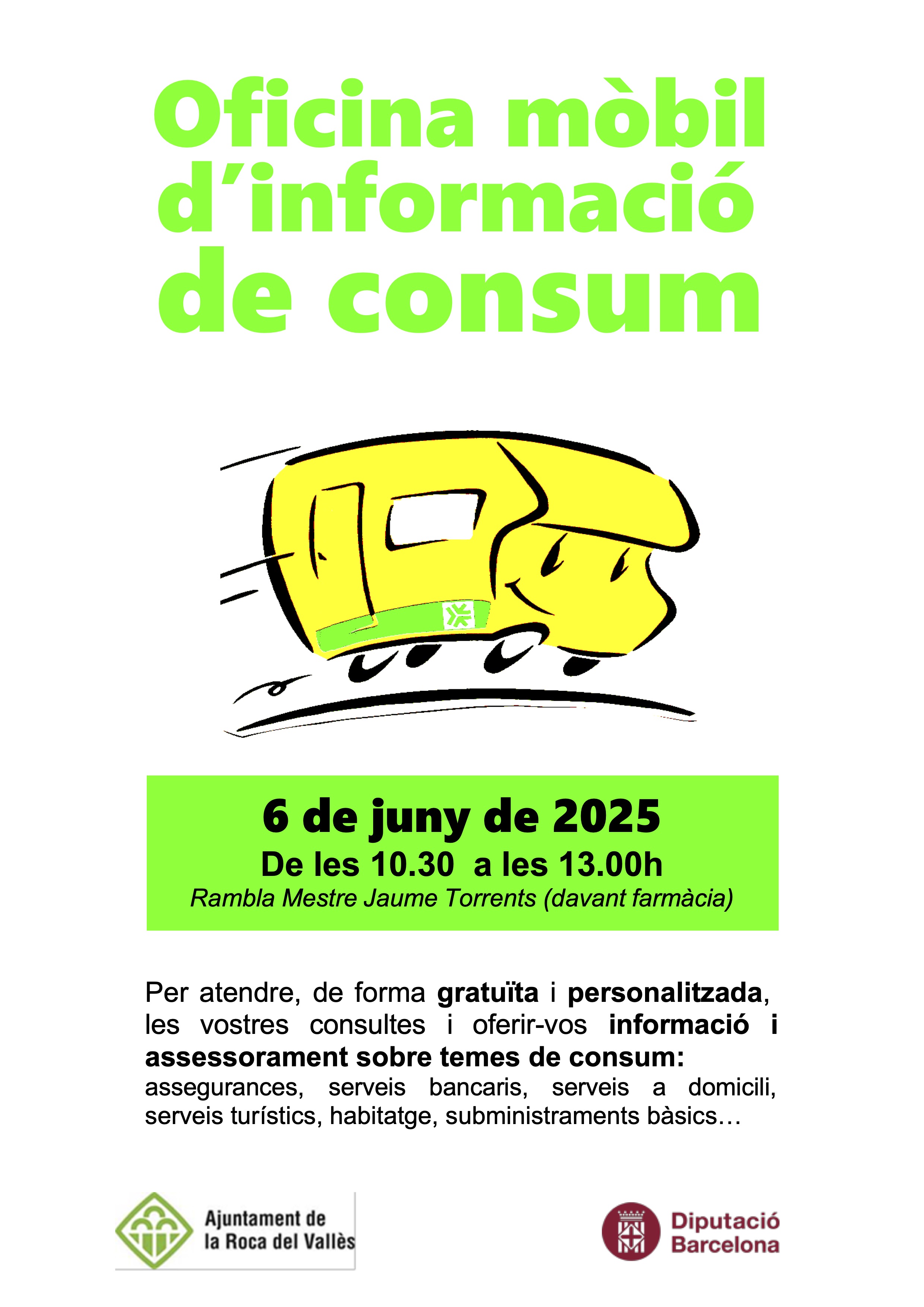 L'Oficina Mòbil d'Informació al Consumidor atendrà el 6 de juny